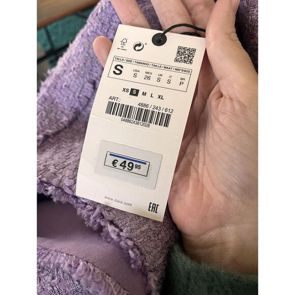 NWT ZARA Pastel Rococo Purple Lilac Tweed Button Mini Dress BLOGGER FAVORITE S - Picture 8 of 11